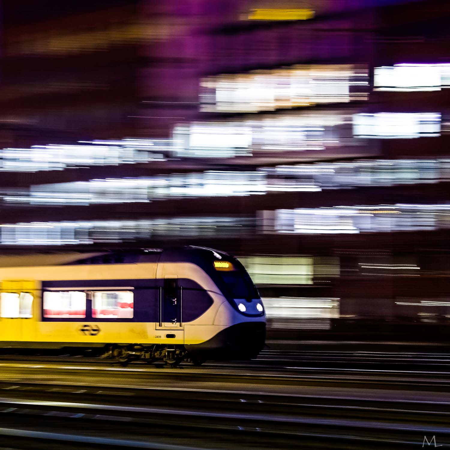 Nachtfotografie Amersfoort treinen