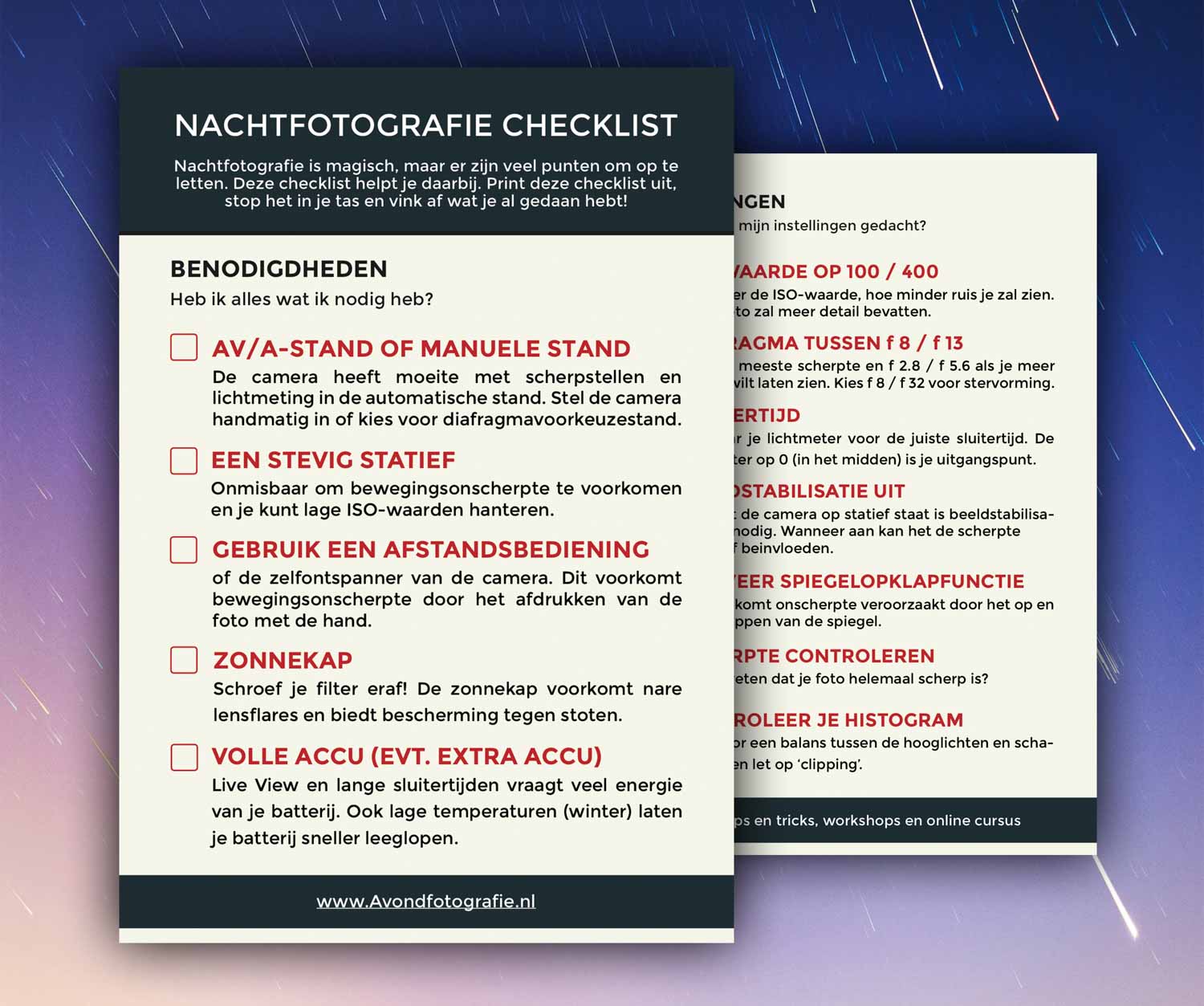 Nachtfotografie checklist - Avondfotografie.nl